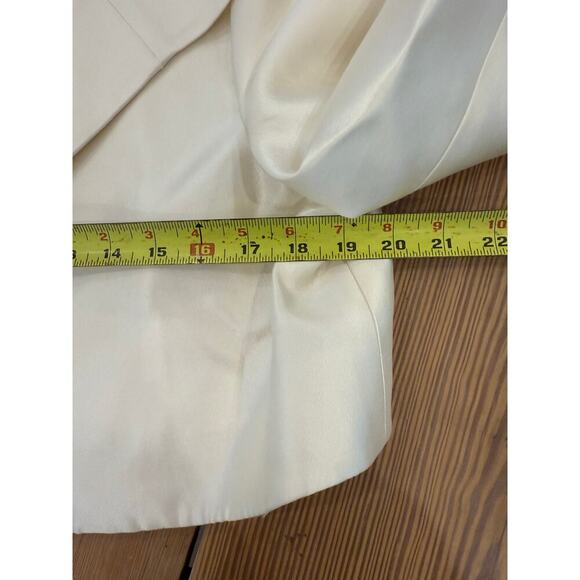 Teri Jon by Rickie Freeman Silk Wool Cropped 3/4 Sleeve Blazer 8 Wedding‎ Ivory - Picture 4 of 6